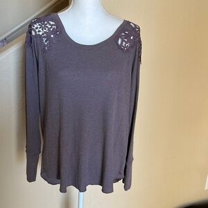 American eagle crochet waffle knit top